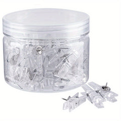 50pcs Transparent Plastic Push Pins for Photo & Cork Board Decoration