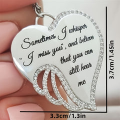 Heart Wing Pendant Necklace Zircon Inlay Elegant Neck Jewelry 1 Pc