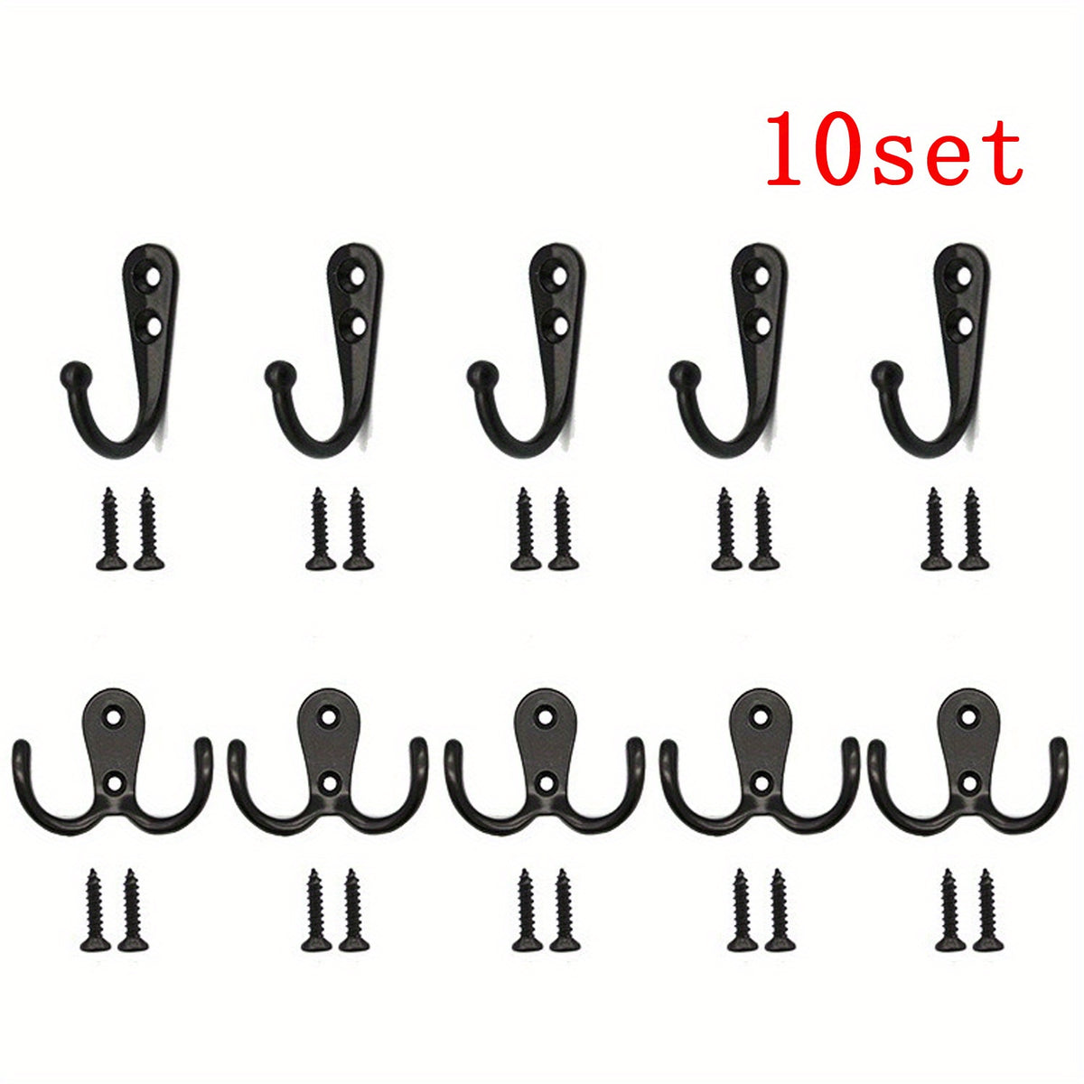 Heavy Duty Metal Double Hooks for Hanging Robes Towels Keys Jackets Hats