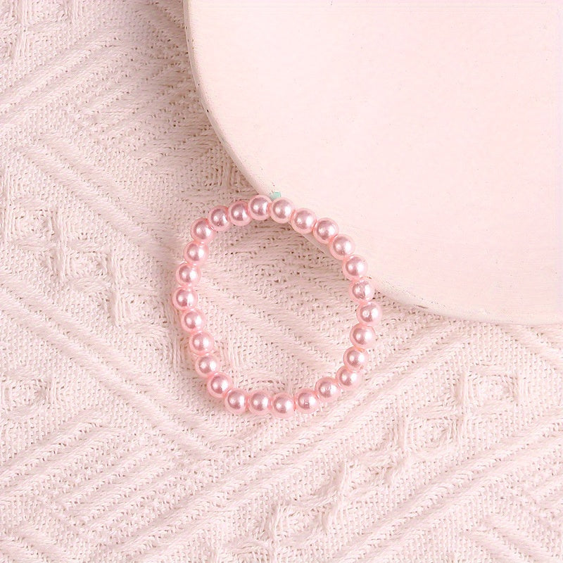 Colorful Simulated Pearl Beaded Bracelet String with Niche Jewelry Gift