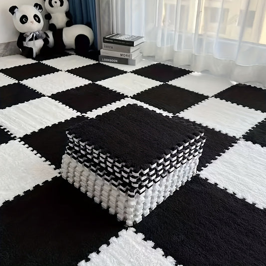 12pcs Mosaic Carpet Set Plush Mats for Bedroom Living Room Kitchen Bathroom