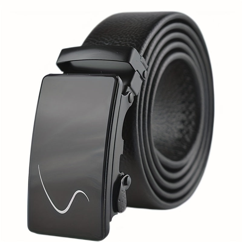 Men's Automatic Buckle Belt PU Leather Business Waist Strap