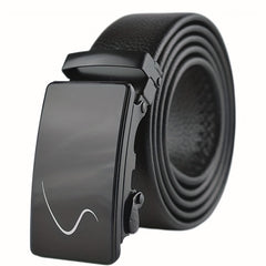 Men's Automatic Buckle Belt PU Leather Business Waist Strap