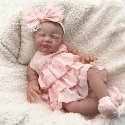 Adorable Reborn Girl Doll 19 Soft Vinyl & Fabric Hand Painted Hair Doll Girl