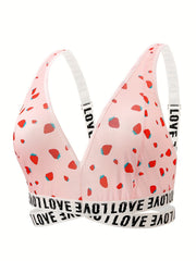  Strawberry Print Cross Front Bra & Underwear Set