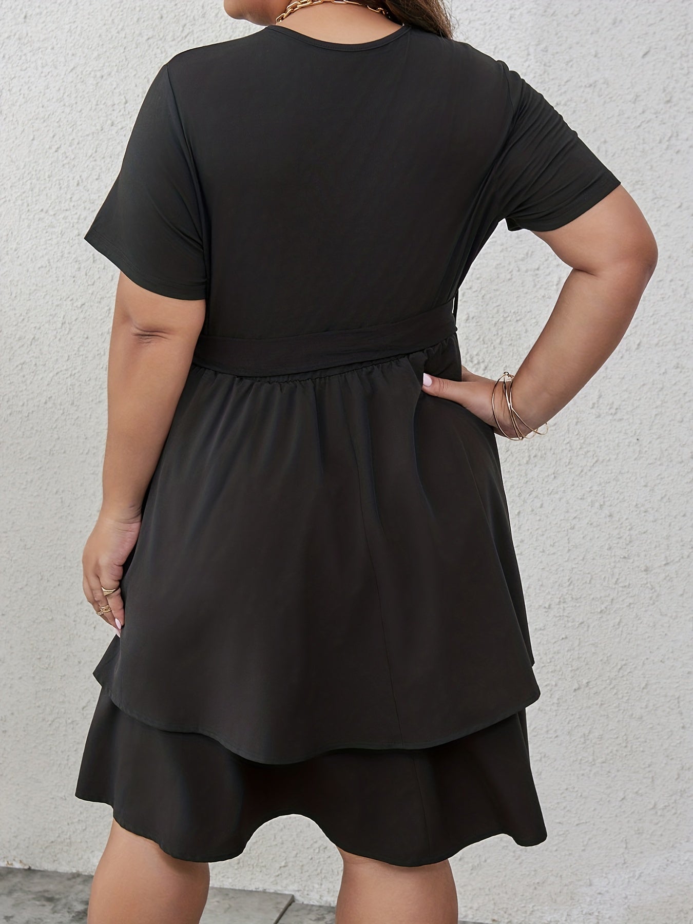  Sexy Dress Women's Plus Cross Front Cut Out Layered Dress
