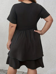  Sexy Dress Women's Plus Cross Front Cut Out Layered Dress