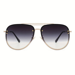 OUWEN Large Frame Sunshade Sunglasses Golden Gradient UV400 Protection