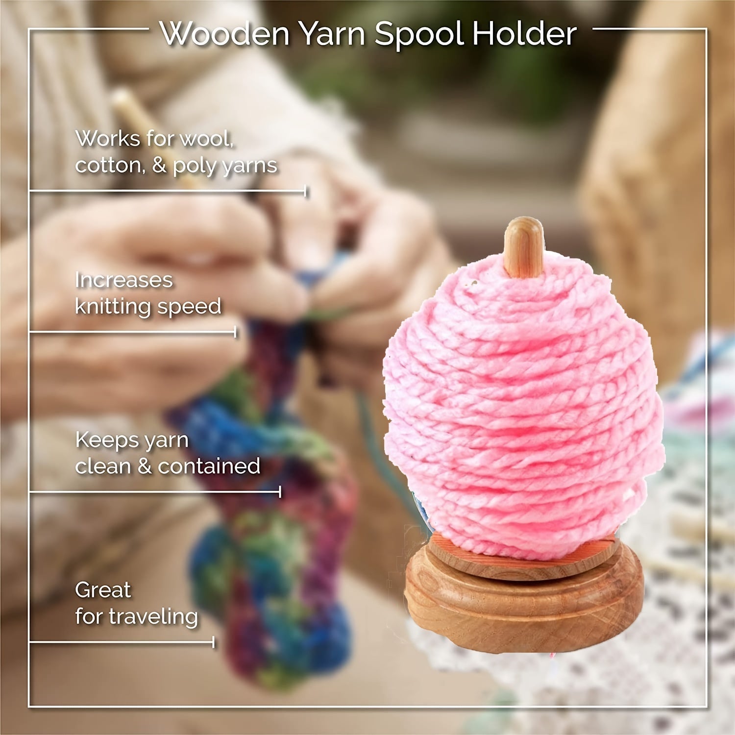 Wood Yarn Holder Knit Wooden Spinning Yarn Thread Holder