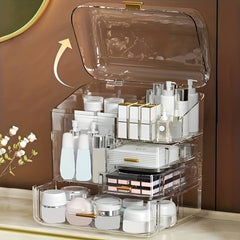 Clear Makeup Organizer with Drawers - Large Capacity Cosmetics Storage