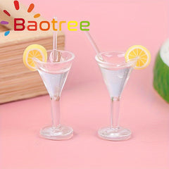 2pcs Dollhouse Lemon Juice Drinks Mini Scene Accessories