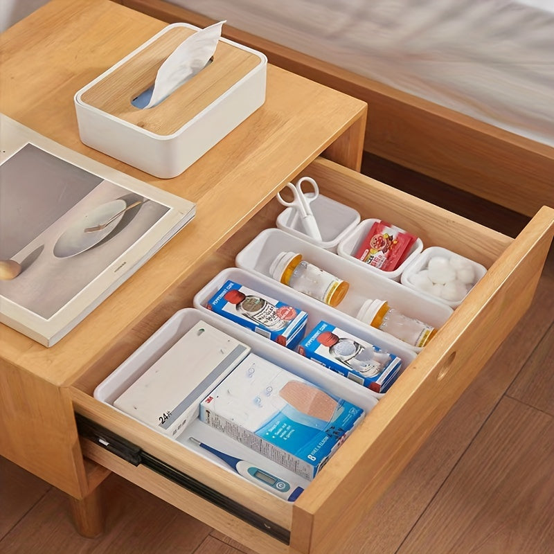 8pcs Drawer Organizer Plastic Storage Box Tableware Container