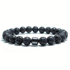 Volcanic Stone Map Stone Men's Energy Bracelet