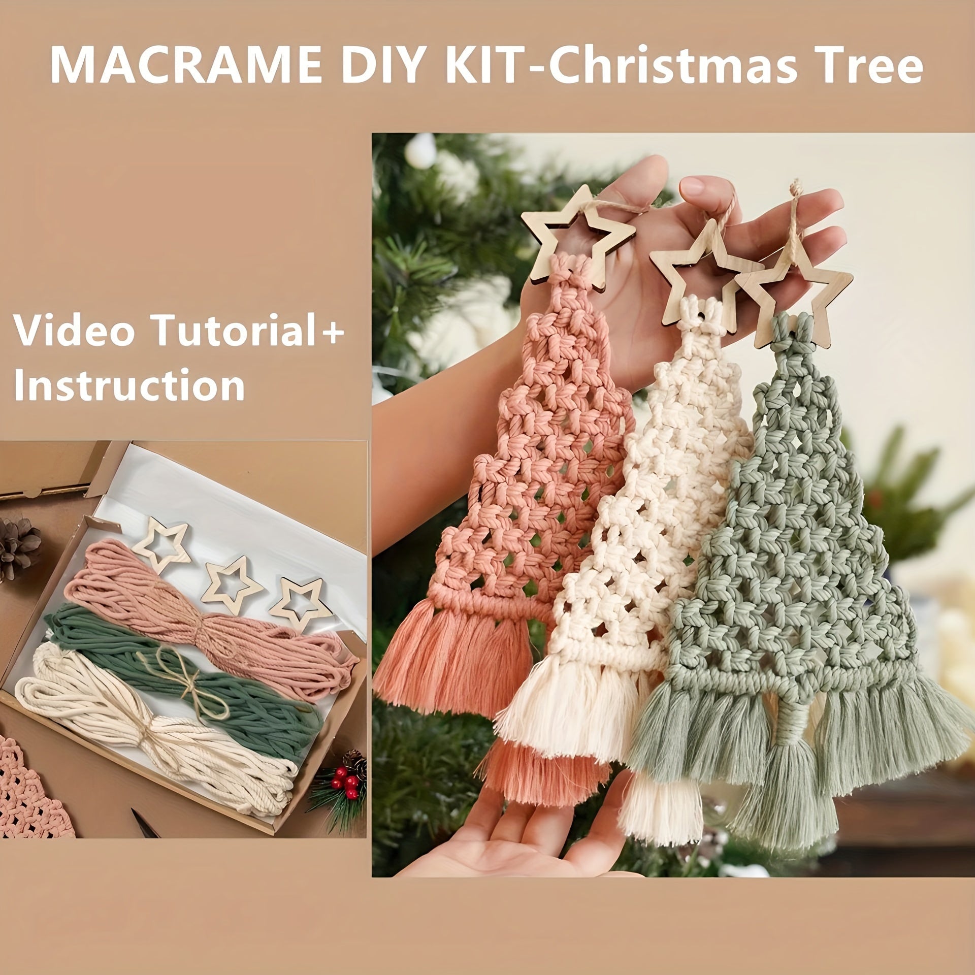 3pcs Macrame Christmas Tree Kit - Perfect Gift for Friends and Family