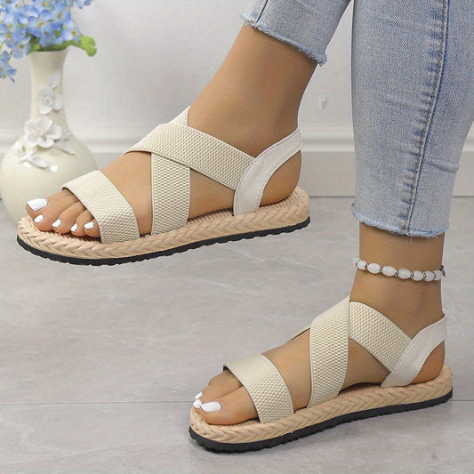 Women's Crisscross Strap Flat Sandals - Comfy Slip On Beach Shoes