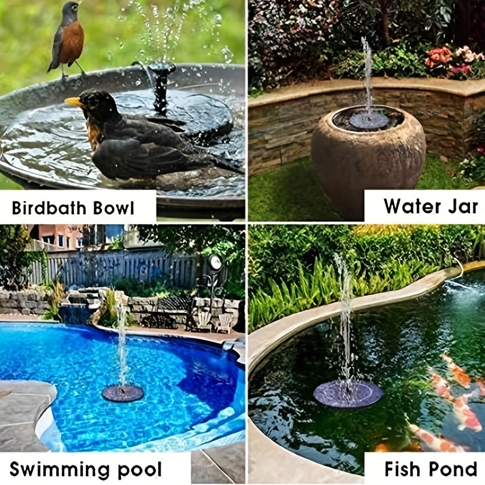 Solar Bird Bath Fountain with 6 Nozzles - Outdoor Solar Fountain Pump