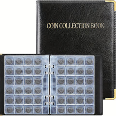 480 Grids Leather Binder Coin Collection Book Large Capacity Coin Storage