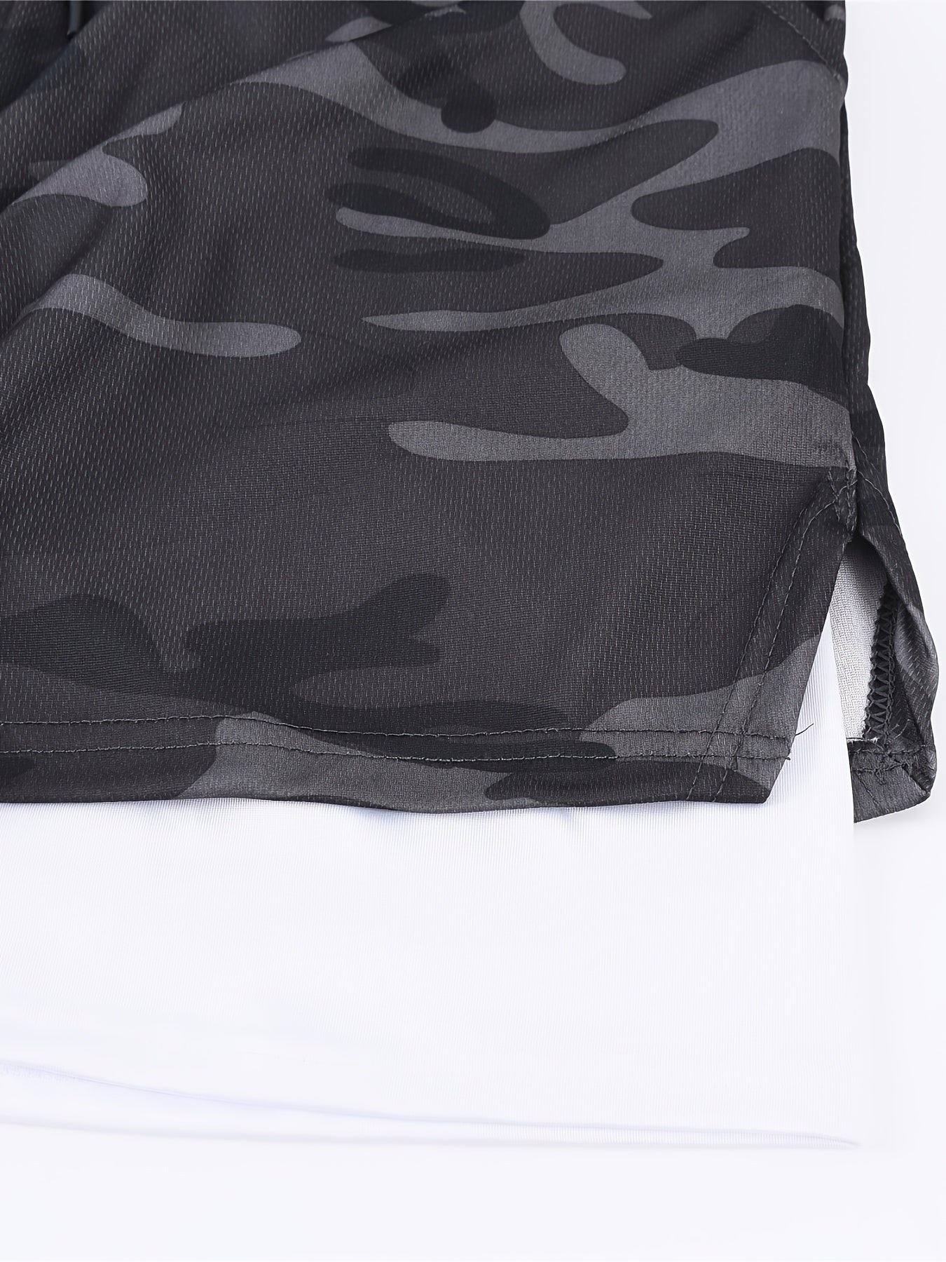 Men's Camo Gym Running Shorts Active Stretch Drawstring Workout Bottom