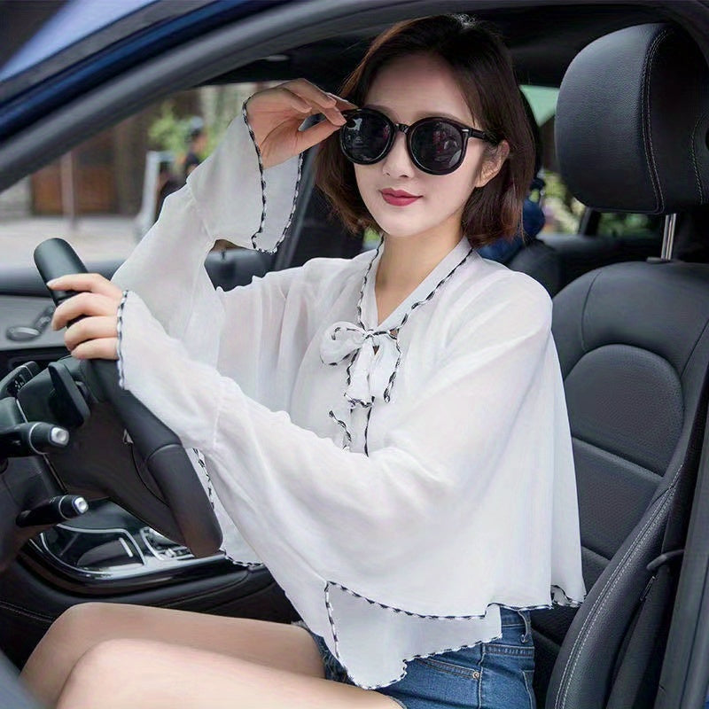 Chiffon Ruffles Sunproof Shawl UV Protection Cape