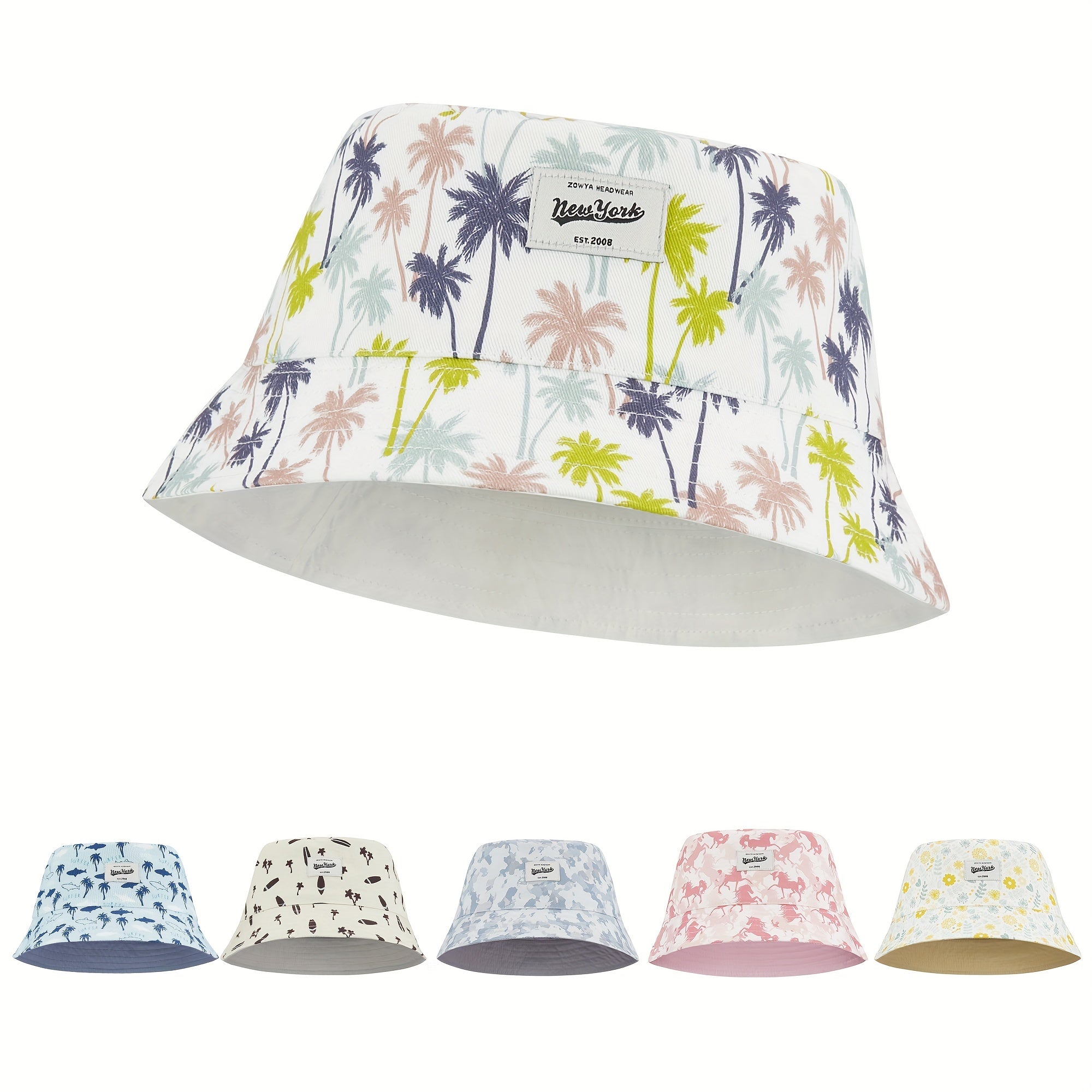 Unisex Reversible Cotton Bucket Hats for Summer Travel Beach