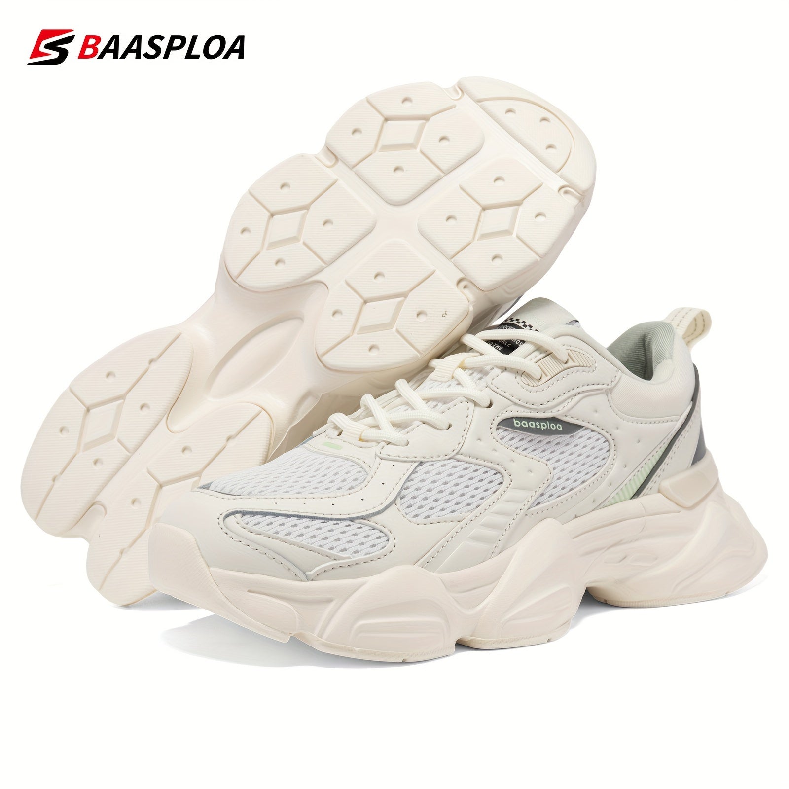 Women's Thick Sole Shock Absorption Sneakers, Mesh Breathable Running Shoes