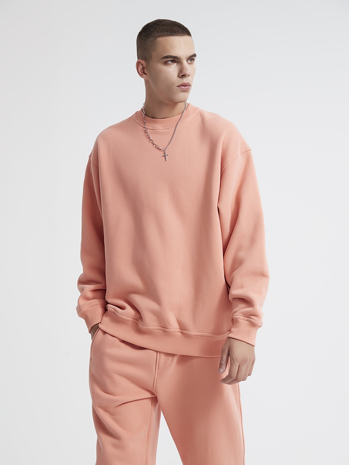 Men's Crew Neck Pullover Sweatshirt Casual Cotton Top Plus Size
