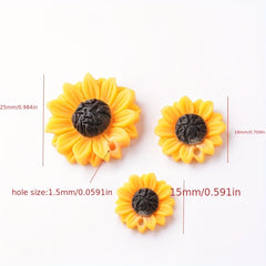 10pcs Sunflower Daisy Resin Beads Pendants for Jewelry Making