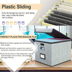 Collapsible Linen File Box Organizer with Lid