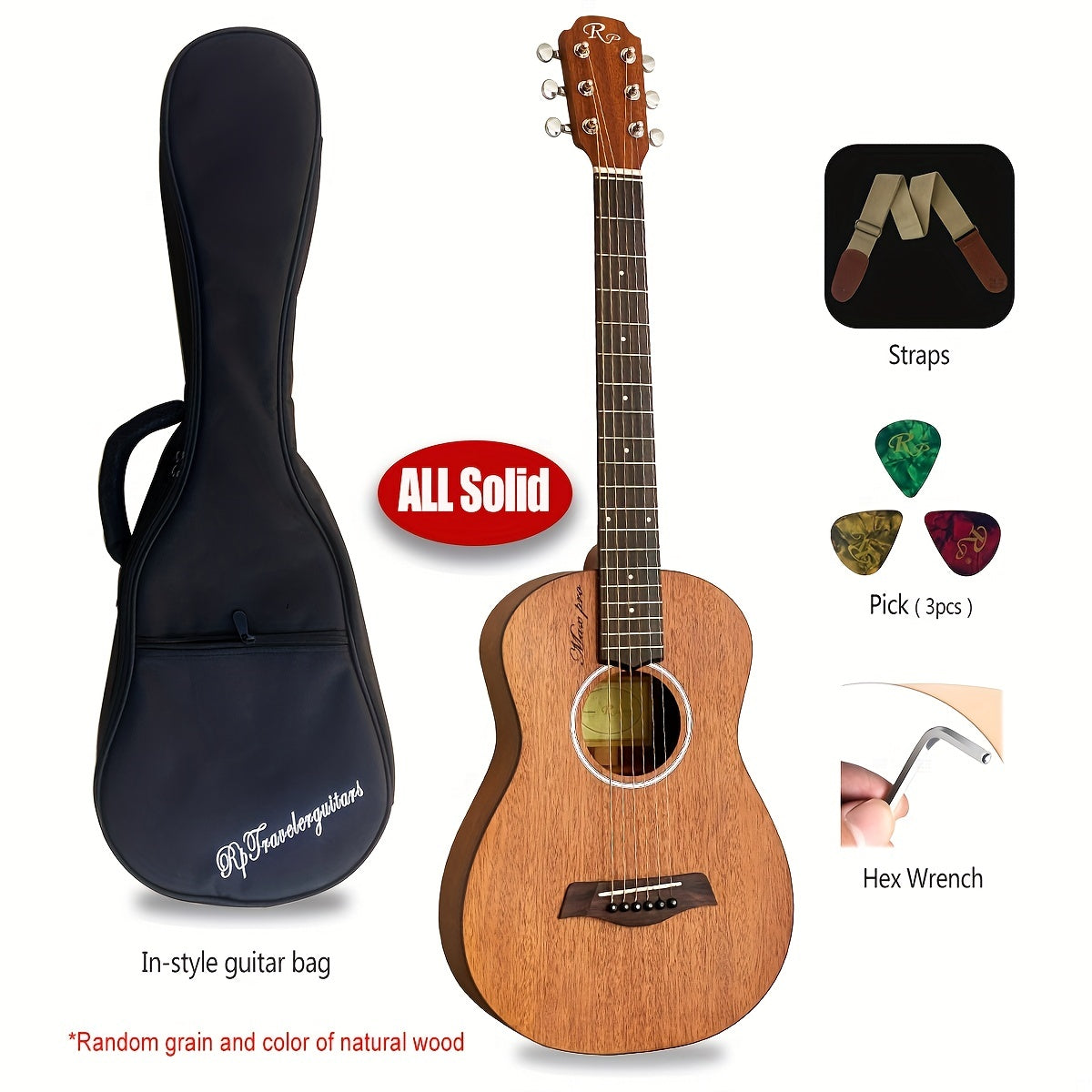 TG100MAX PRO VI All Solid Mahogany Small Body Acoustic Travel Guitar