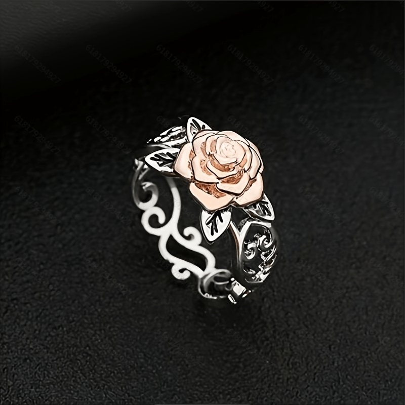 Rose Flower Ring Vintage Style Engagement Ring