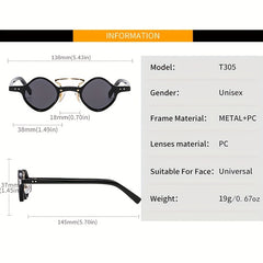 Square Frame Sunglasses Rivet Decor Hip Hop Glasses UV400