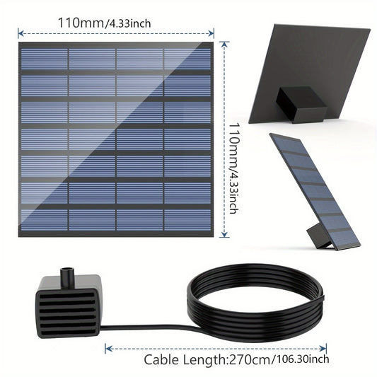 1 8W Solar Fountain Water Pump 6 Nozzles Panel Bird Bath Outdoor Fountain