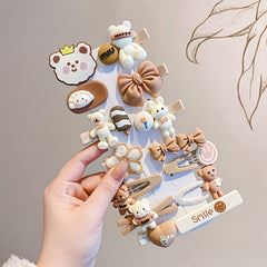 14pcs Cartoon Animal Shape Hair Clips Girls Hair Accessories Set