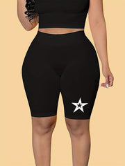  Star Print High Rise Biker Shorts