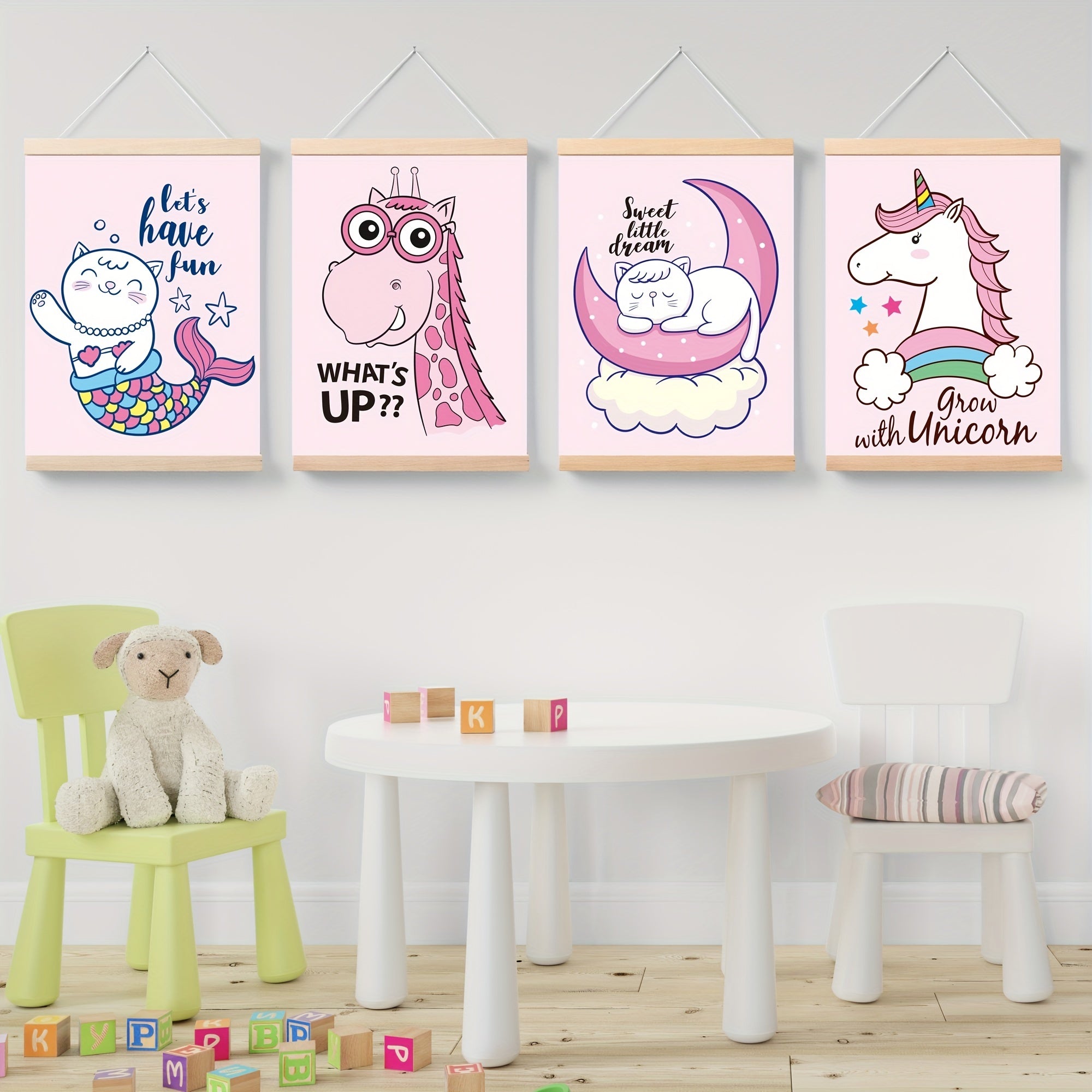 4pcs Animal Themed Wall Hangings for Room Decor, No Frame
