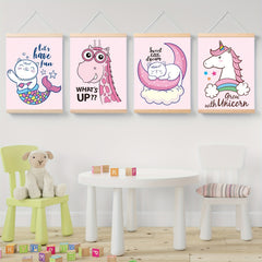 4pcs Animal Themed Wall Hangings for Room Decor, No Frame