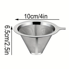 1pc Stainless Steel Filter Mesh Coffee Dipper Cone Stainless Steel Coffee Filter