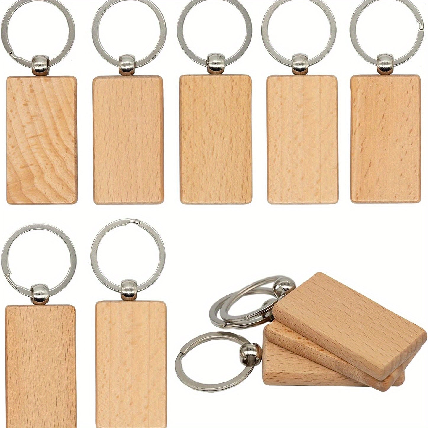 10 Pcs Blank Wood Keychains DIY Crafts Jewelry Making Pendants Bag Decorations