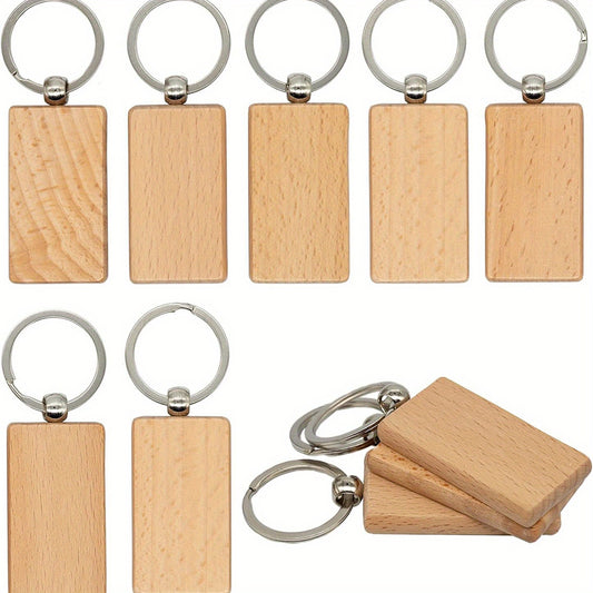 10 Pcs Blank Wood Keychains DIY Crafts Jewelry Making Pendants Bag Decorations