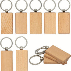 10 Pcs Blank Wood Keychains DIY Crafts Jewelry Making Pendants Bag Decorations