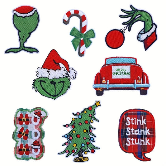 8pcs Christmas Iron On Patches For Men Clothing Jacket Jeans Pants Dress