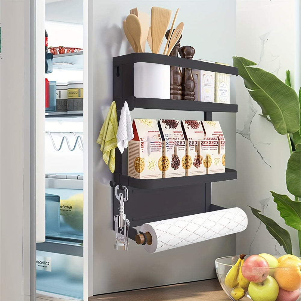 Magnetic Spice Rack and Paper Towel Holder for Kitchen Organization
