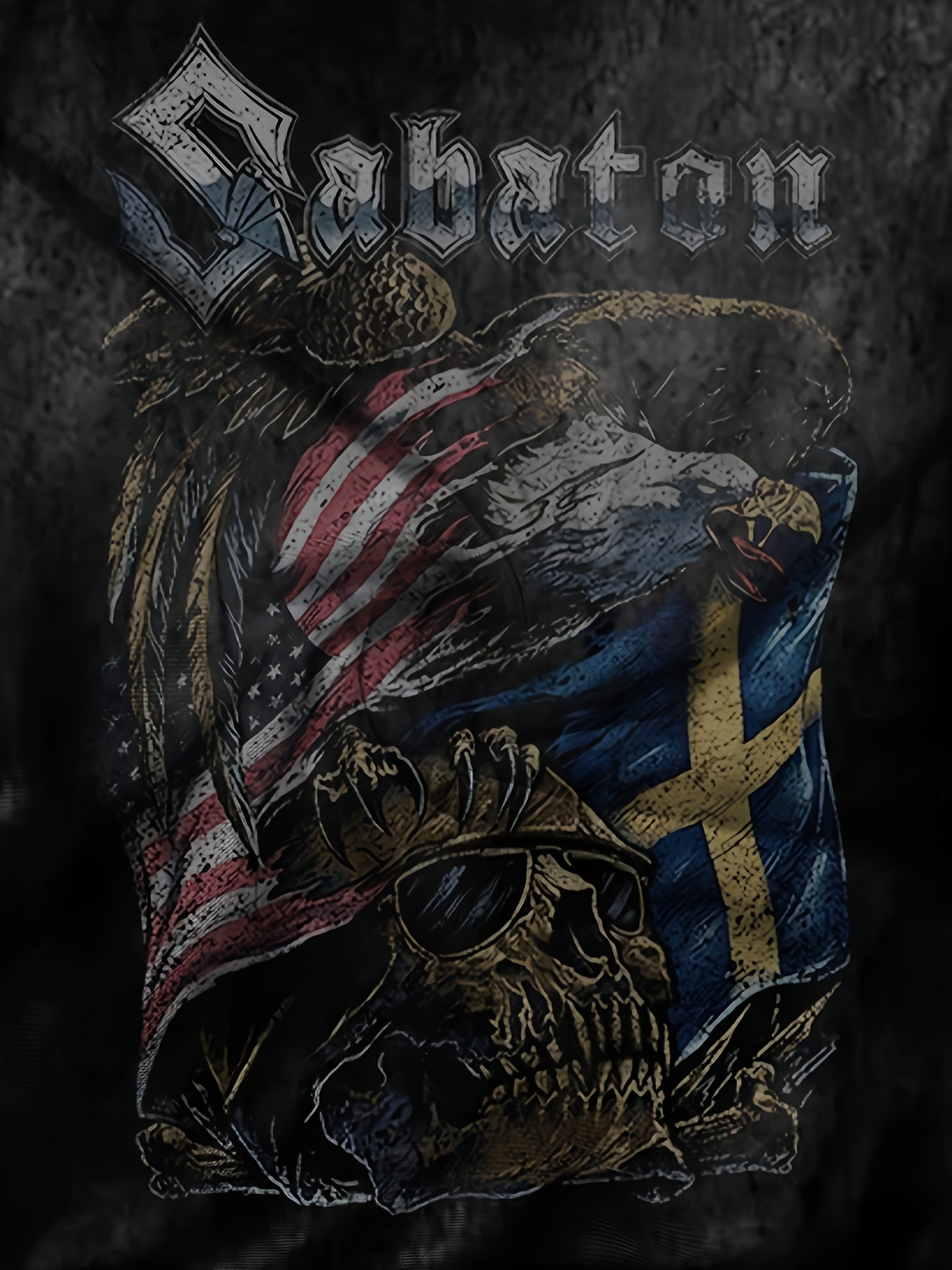 Skull Eagle Flag Pattern Print Men's Short Sleeve T-shirt Graphic Tee
