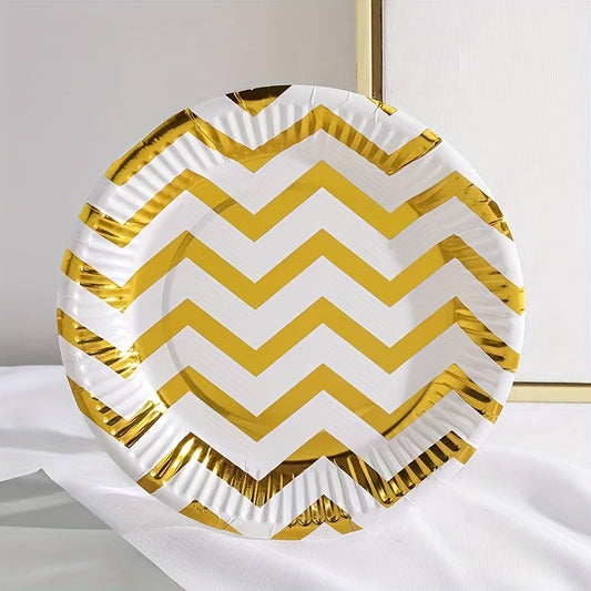 10pcs Modernist Striped Disposable Dinner Plate For Party