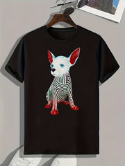 Puppy Pattern Print Men's Sports T-Shirt - Summer Outdoor Wear