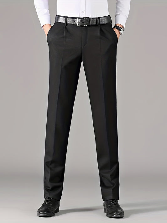 Men's Classic Solid Stretch Dress Pants for Business Fall Winter