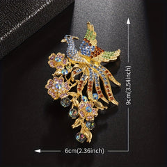 Colorful Zircon Peacock Brooch Banquet Fine Jewelry