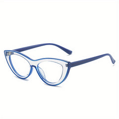 Y2K Jelly Cat Eye Glasses TR90 Clear Lens with PU Leather Case