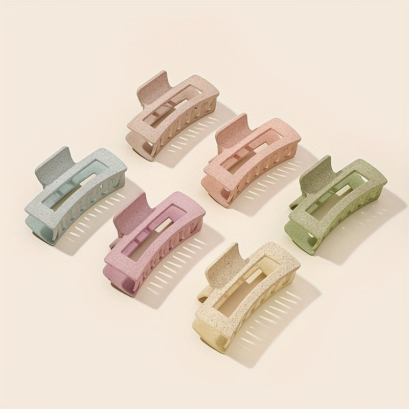 6pcs Frosted Hollow Rectangle Hair Claw Acrylic Shark Claw Hair Accessories