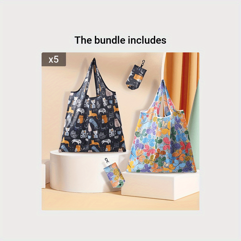 Foldable Shopping Bag Portable Supermarket Printed Bag